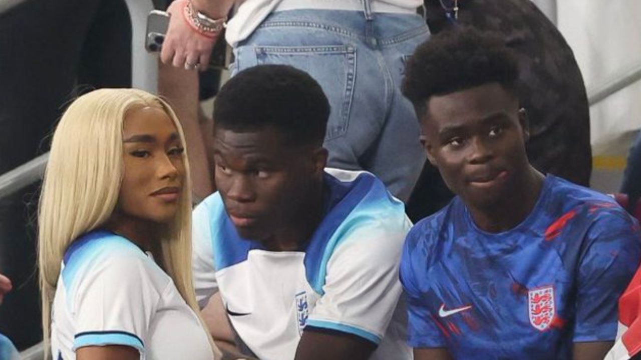 Look: Bukayo Saka Spotted In Rare Photo With Rumored Girlfriend Tolami Benson After Iran Rout