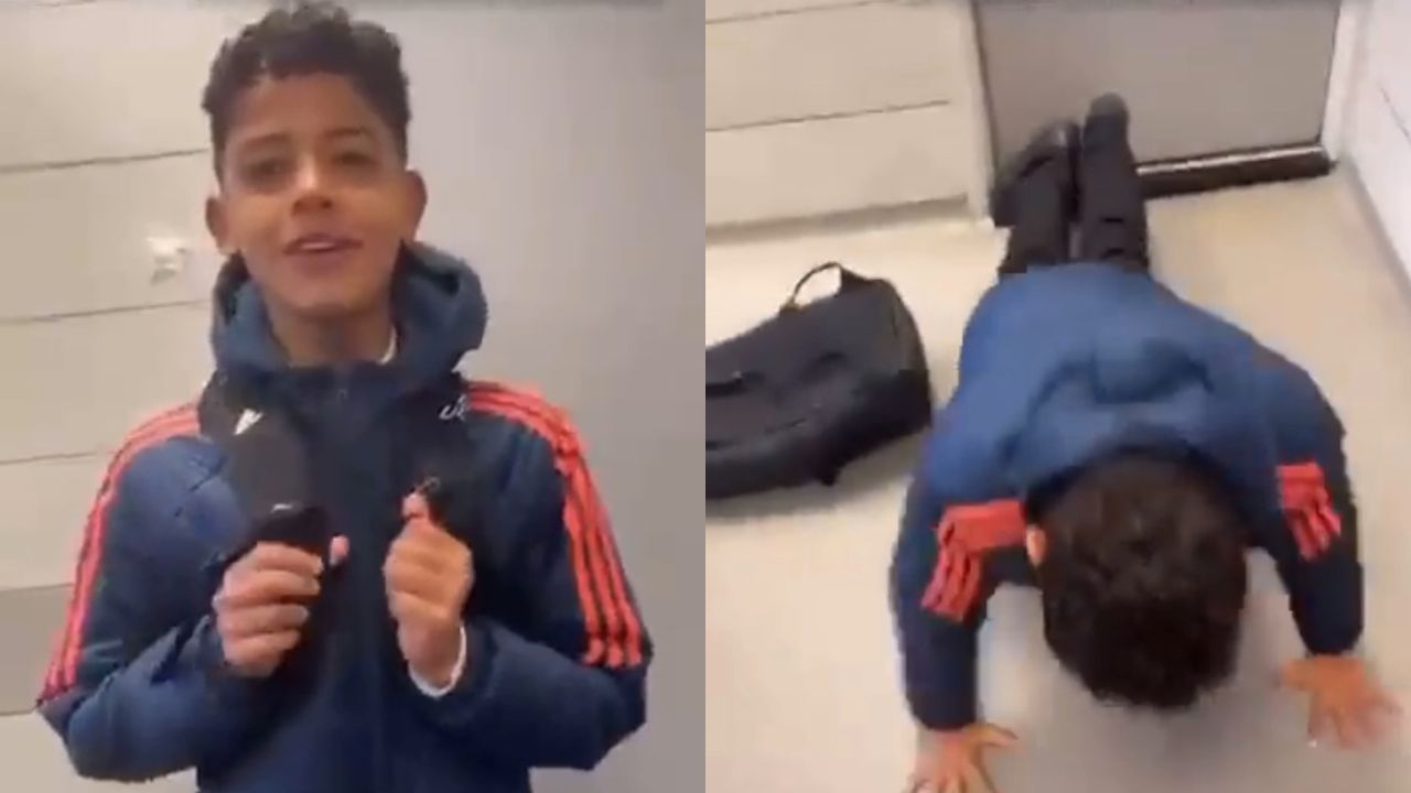 Viral Video Shows Cristiano Junior Getting Pressed To Do Push Ups At School