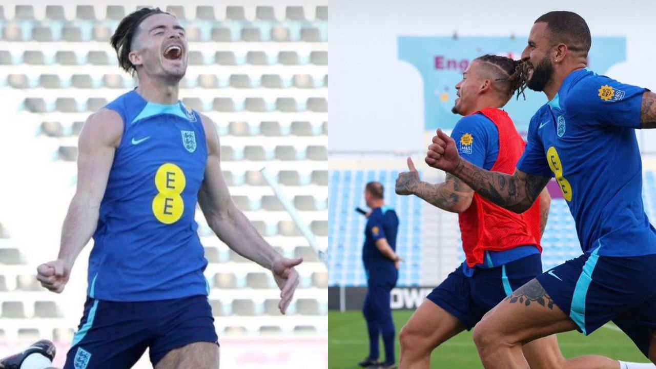Fans Fear Worst After Kyle Walker Gets Outpaced By Jack Grealish And Kalvin Phillips In Training