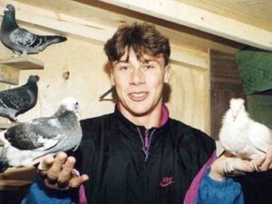 Duncan Ferguson with his pigeons
