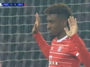 Kingsley Coman doesn’t celebrate after scoring against PSG