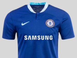 Chelsea 2223 home kit with Samsung logo