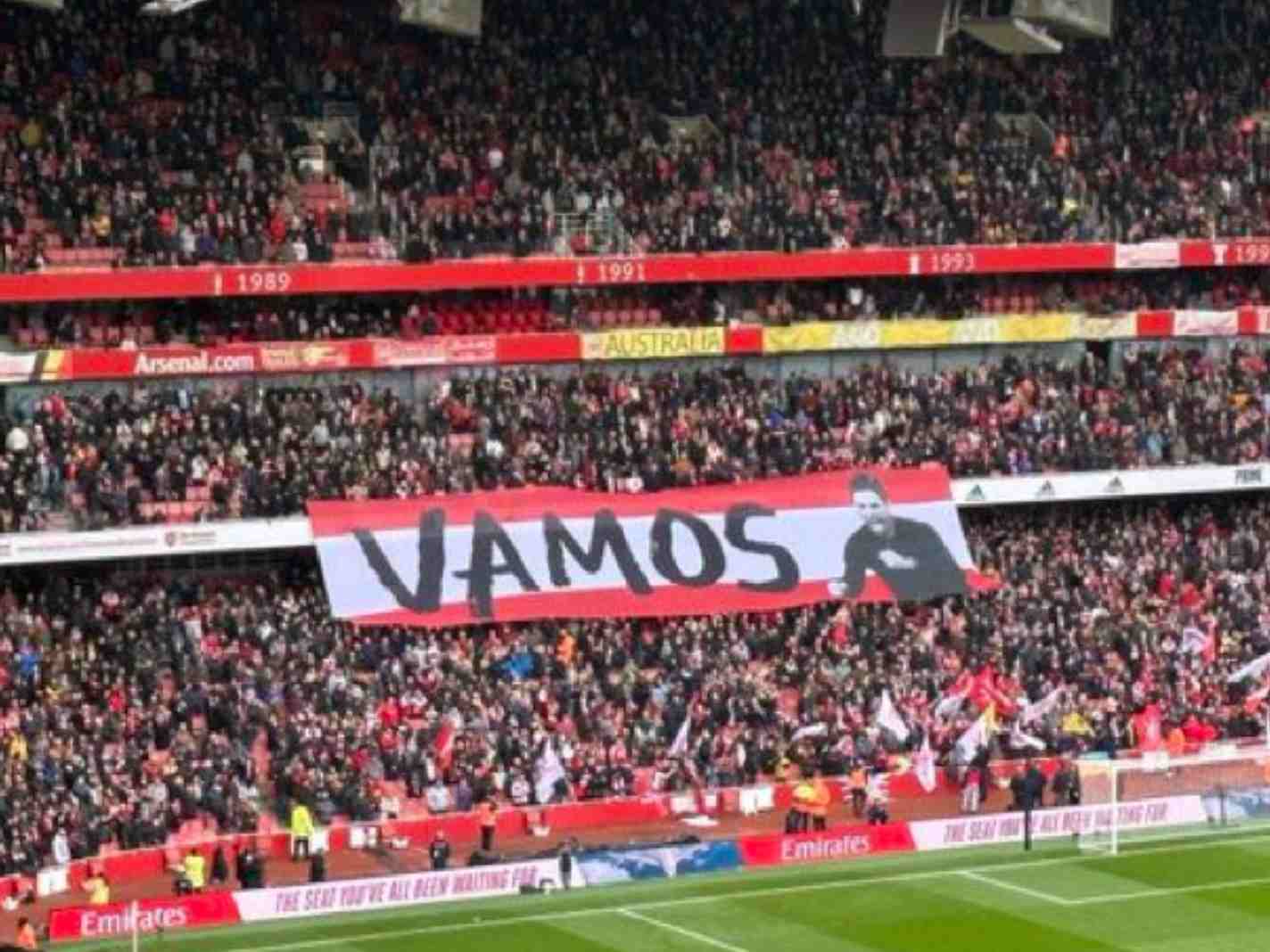 COYG: Arsenal Fans Honor Mikel Arteta with ‘Vamos’ Banner