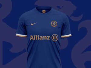 First Look at How Chelsea Home Kit for 2324 Season Would Look Under Allianz Sponsorship