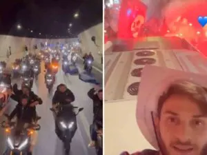 Napoli Fans Greet Team Bus with Surreal 3 AM Motorbike Convoy