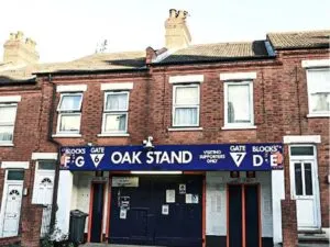 In this image – The entrance of Luton Town’s Kenilworth Stadium