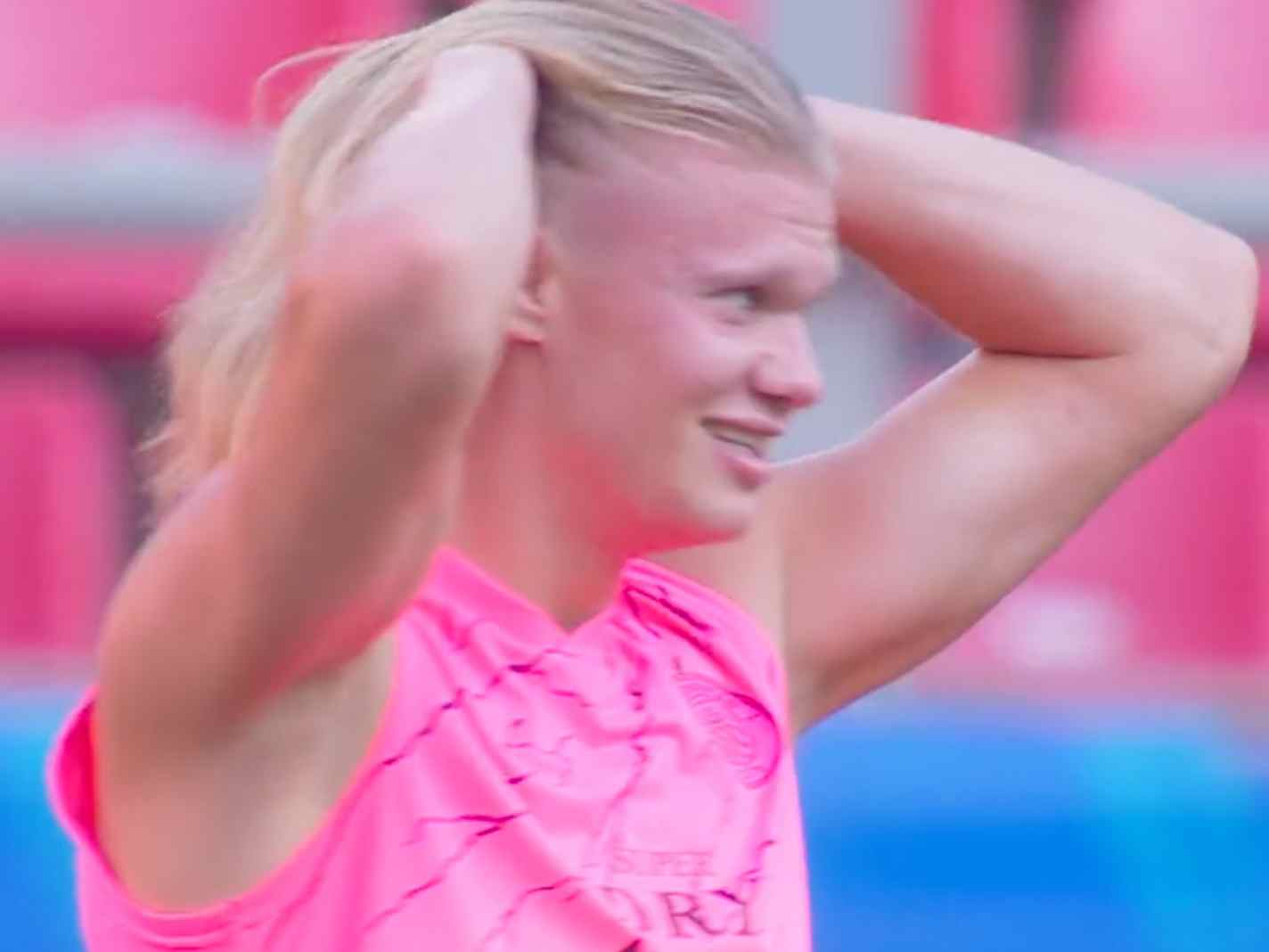 Look: Erling Haaland Goes Full Barbie with Luscious Locks and Pink Top