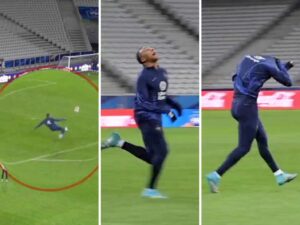 Internet Can’t Handle Kylian Mbappe’s Unbelievable Reaction to Scoring in France Training (1)