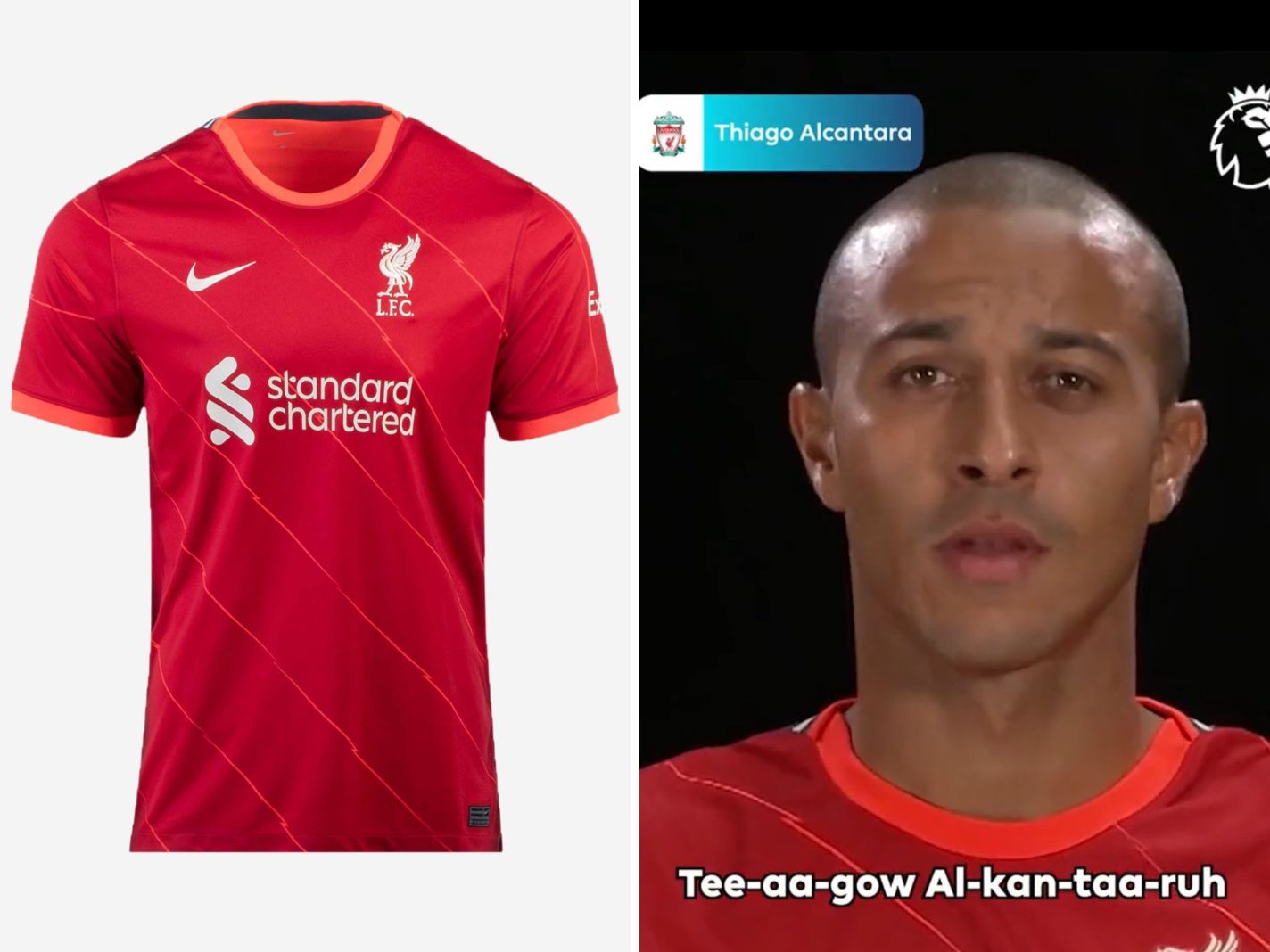 Fans React as Thiago Alcantara Dons 21/22 Liverpool Home Kit in New Video