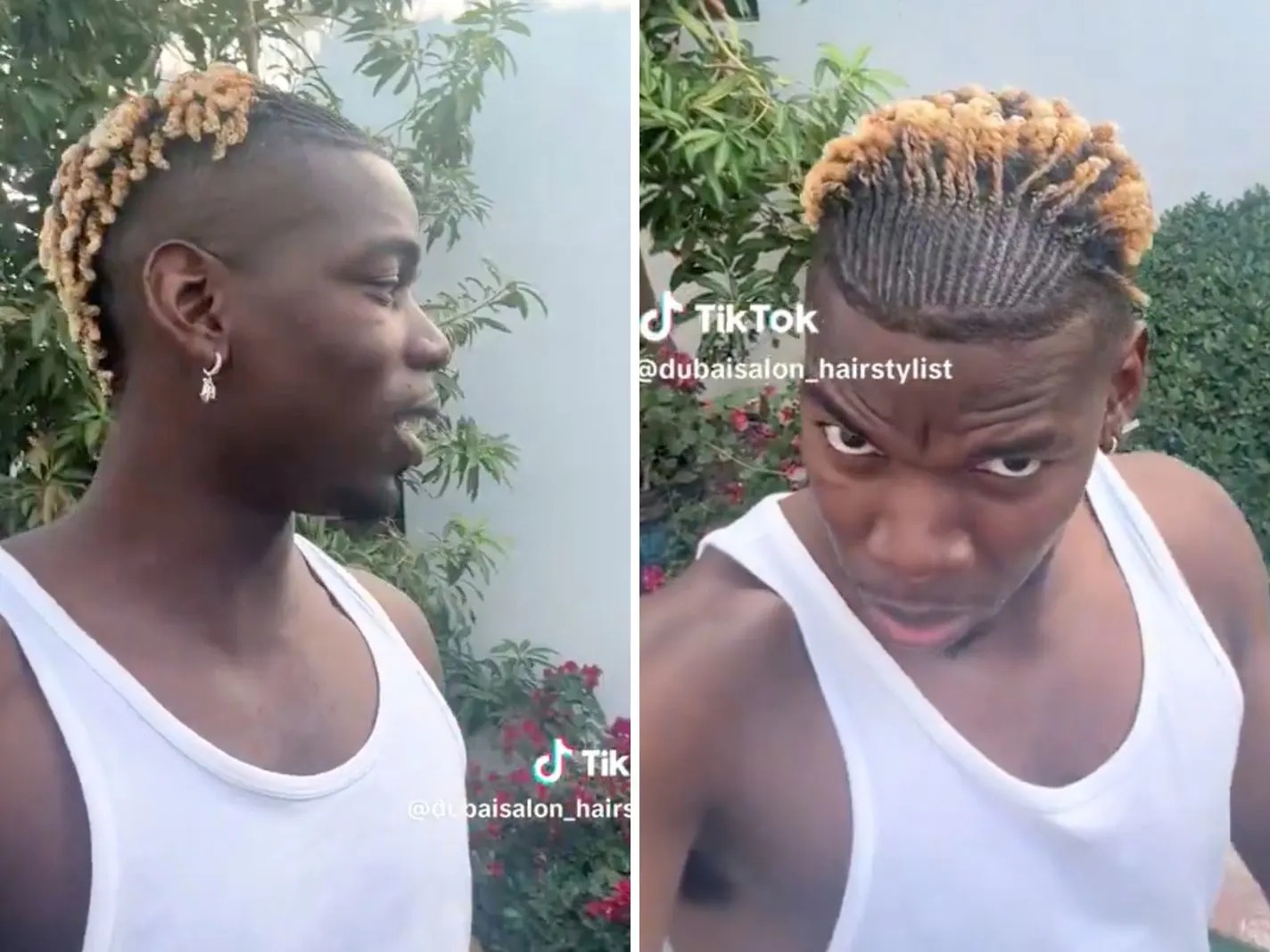 Paul Pogba shows of his blonde half dreadlock hairstyle