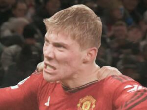 Pure passion on Rasmus Hojlund's face after scoring his first goal for Man United