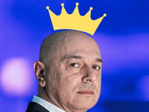 Daniel Levy with a crown