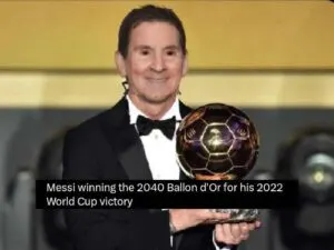 Meme mocking Lionel Messi winning 2023 FIFA Best award