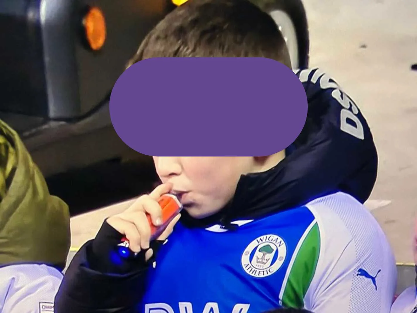 Young Wigan Athletic Fan Caught Vaping Live on TV