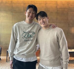 Son Heung-min dons jumper of his own brand Nothing Ordinary, Sunday as he reconciles with Lee Kang-in
