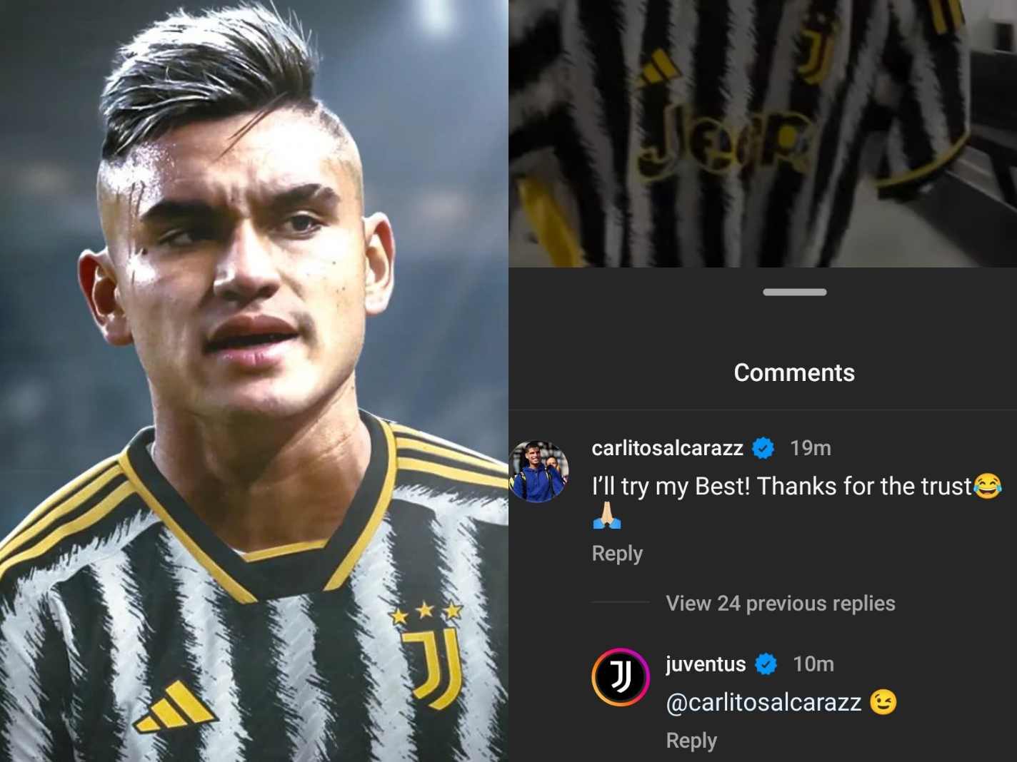 Tennis Pro Carlos Alcaraz Reacts to Juventus Transfer in the Funniest Way