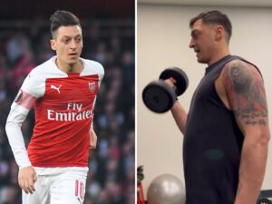 Before and after photos shows incredible physical transformation of Mesut Ozil after retirement